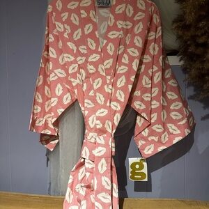 Pink Lip  glow in the dark  Kimono Robe